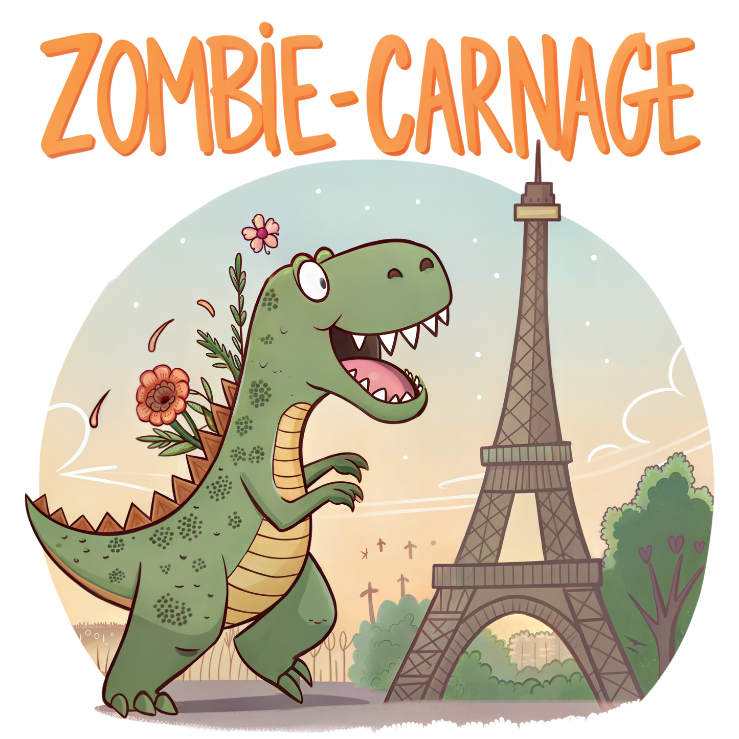 T-shirt Enfant Zombie-Carnage Dinosaure Tour Eiffel